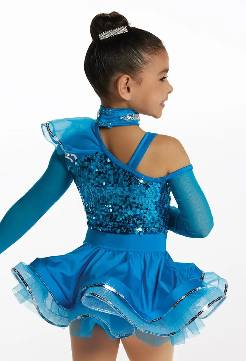 Pre-Owned Costume Intermediate Child Green Weissman 15838 Tap Jazz Pageant Sequin Dress