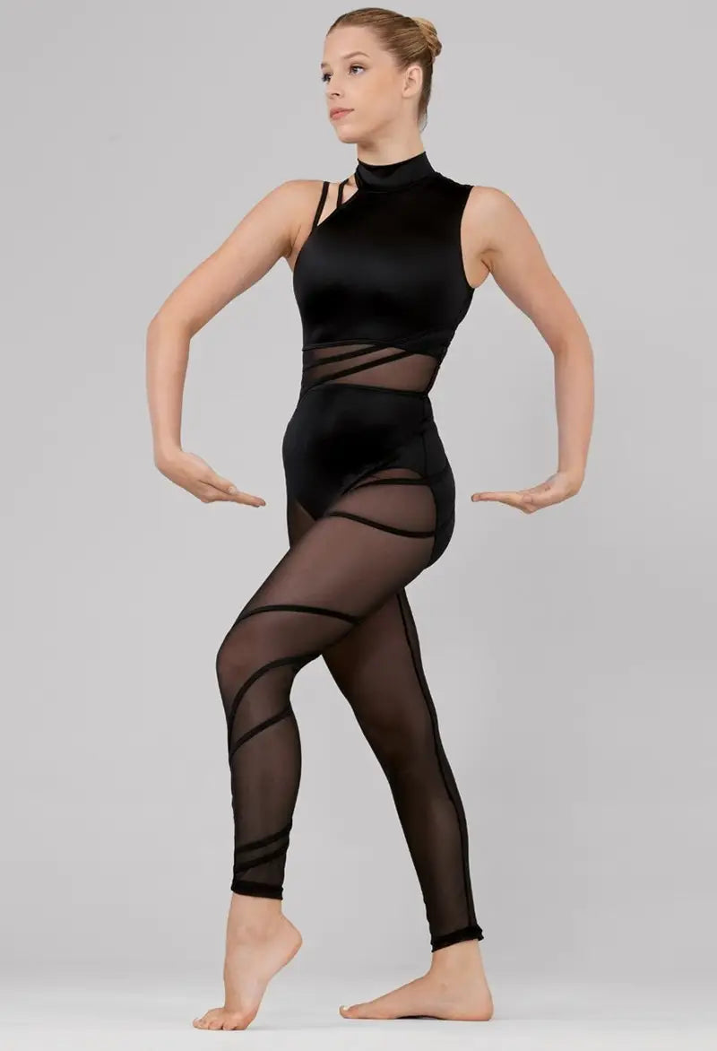 Pre-Owned Costume Unitard Weissman 15852 Black Small Adult Contemporary Jazz Acro