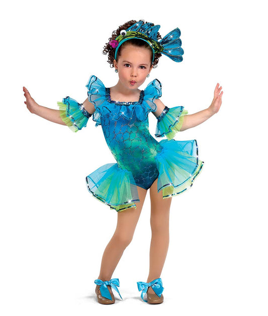 Pre-Owned Costume Small Child Blue A Wish Come True 12653 Tap Jazz Musical Theater Fish Tutu Sequin