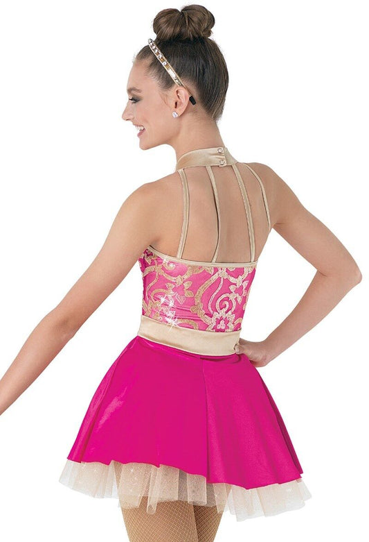 Pre-Owned Costume Weissman  9071 Large Child Pink Sequin Jazz Tap Dress