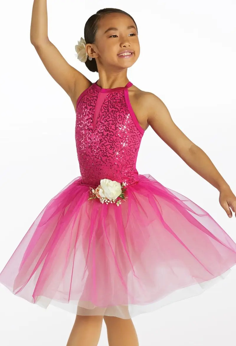 Pre-Owned Costume Medium Child Red Weissman 16254 Jazz Tap Ballet 3 in 1 Tutu Skirt Sequin