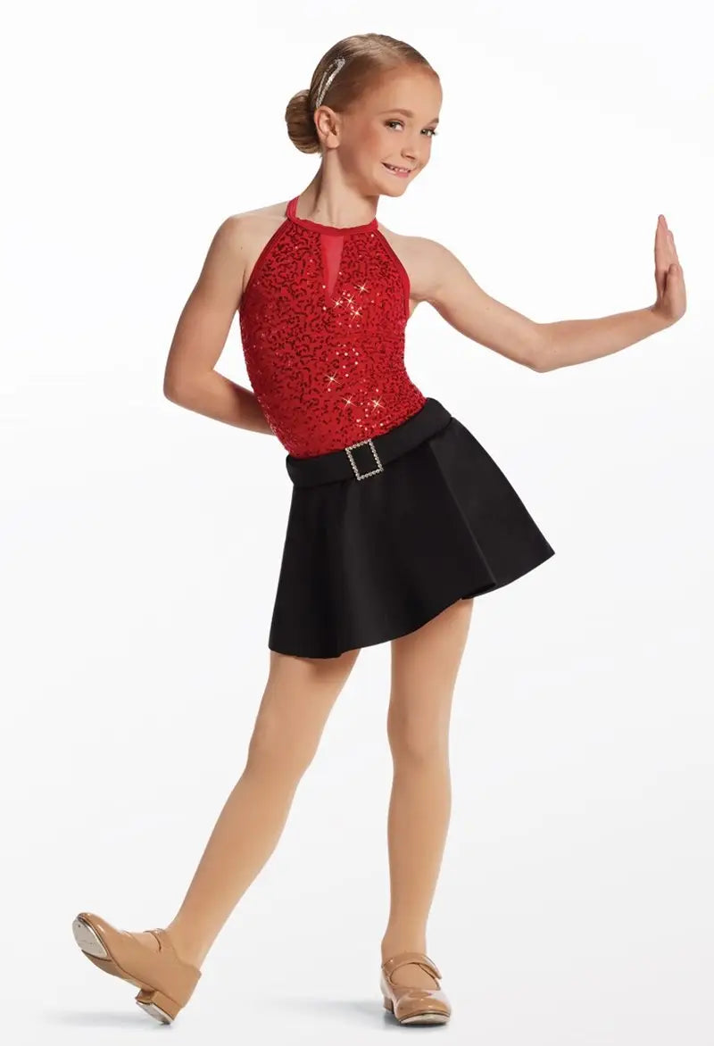 Pre-Owned Costume Medium Child Red Weissman 16254 Jazz Tap Ballet 3 in 1 Tutu Skirt Sequin
