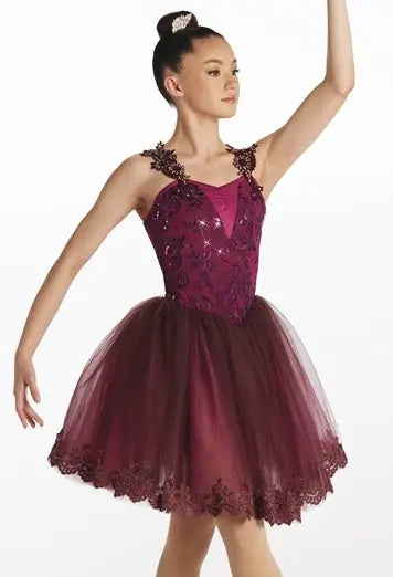 Pre-Owned Costume Weissman 16335 Medium Adult Burgundy Ballet Sequin