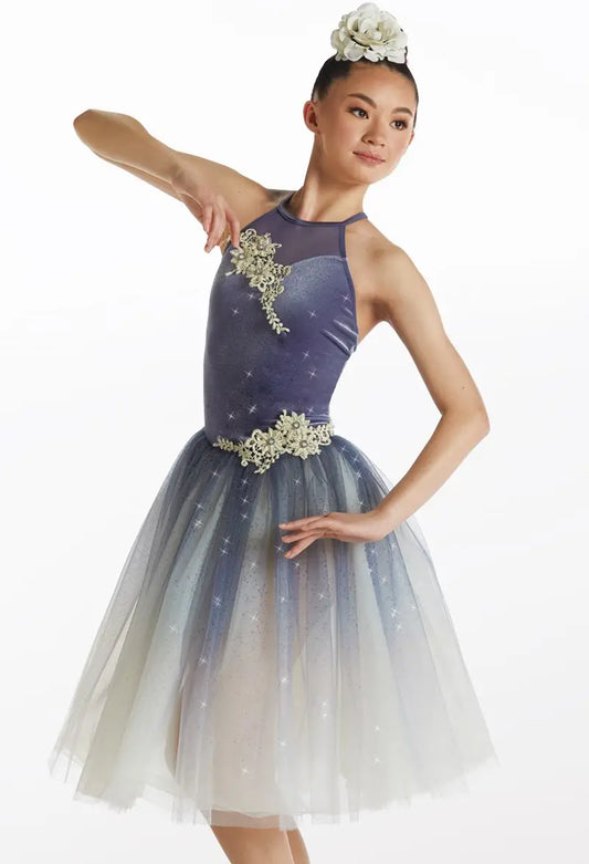 Pre-Owned Costume XS Adult Blue Weissman 16338 Ballet Pointe YAGP Tutu Glitter Velvet