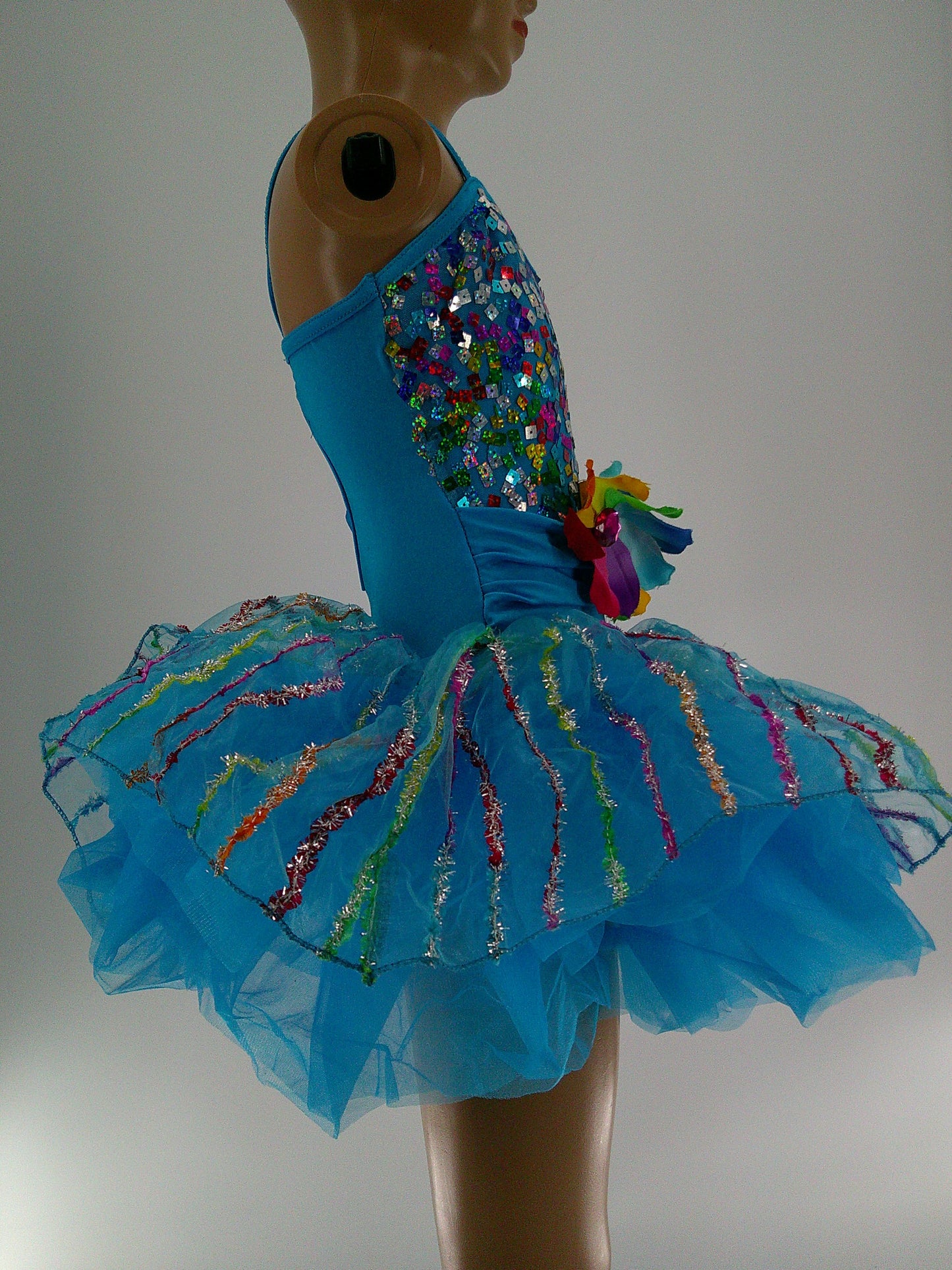 Pre-Owned Costume Costume Gallery  15304 Small Child Turquoise  Dress Jazz Sequin