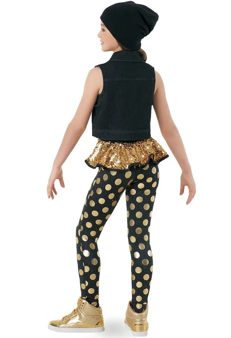 Pre-Owned Costume Weissman  9724 Medium Child Gold Unitard Jazz Sequin