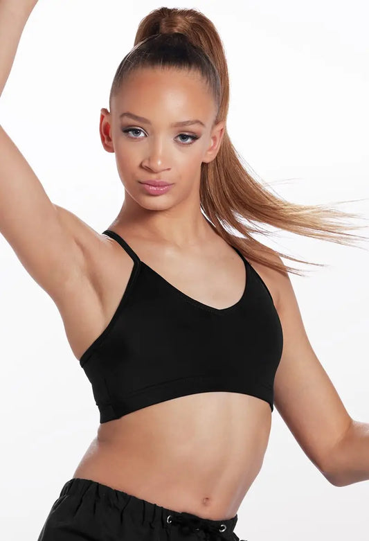 Pre-Owned Crop Top Weissman 16590 Medium Adult Black Jazz Cheer Gymnastics