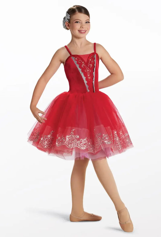 Pre-Owned Costume Intermediate Child Red Weissman 16659 Ballet Pointe YAGP Glitter Tutu Rhinestone