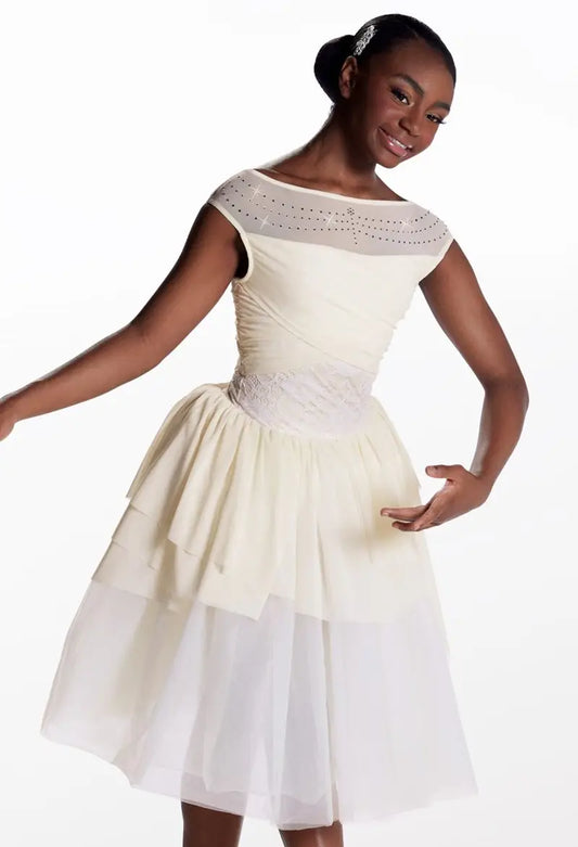 Pre-Owned Costume Large Adult Ivory Weissman 16663 Ballet Pointe YAGP Lace Tutu Rhinestone