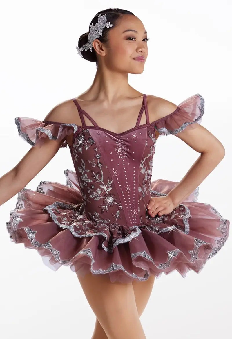 Pre-Owned Costume Large Child Pink Weissman 16667 Ballet Pointe YAGP Tutu Sparkle Lace