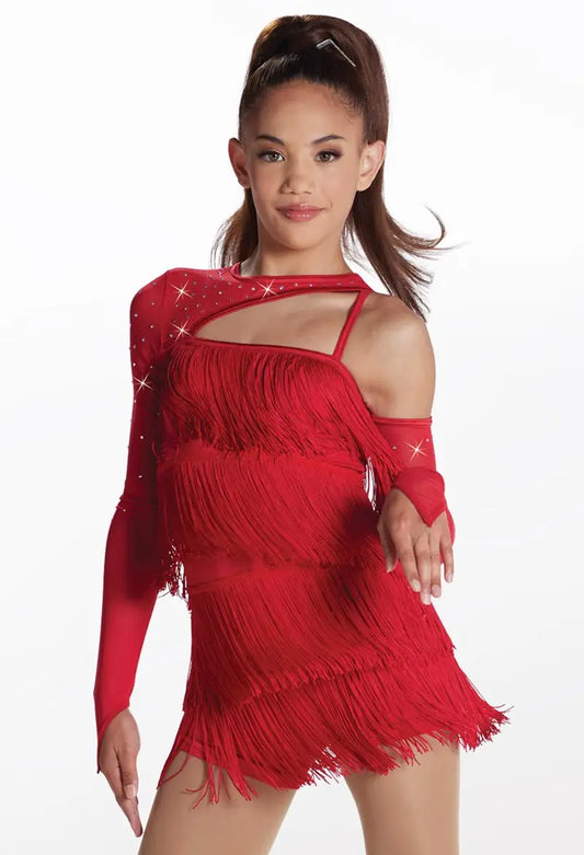 Pre-Owned Costume Weissman 16727 Medium Adult Red Fringe Jazz Latin
