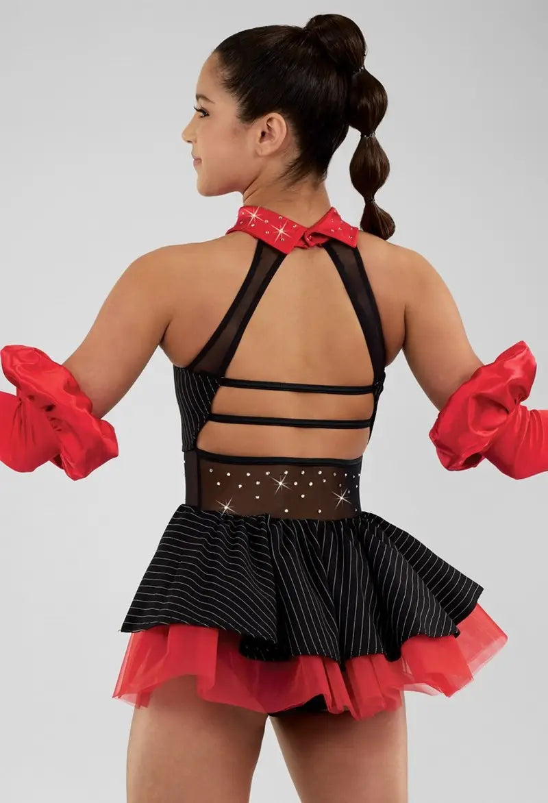 Pre-Owned Costume Large Adult Red Weissman 16758 Tap Jazz Musical Theater Rhinestones Stripes
