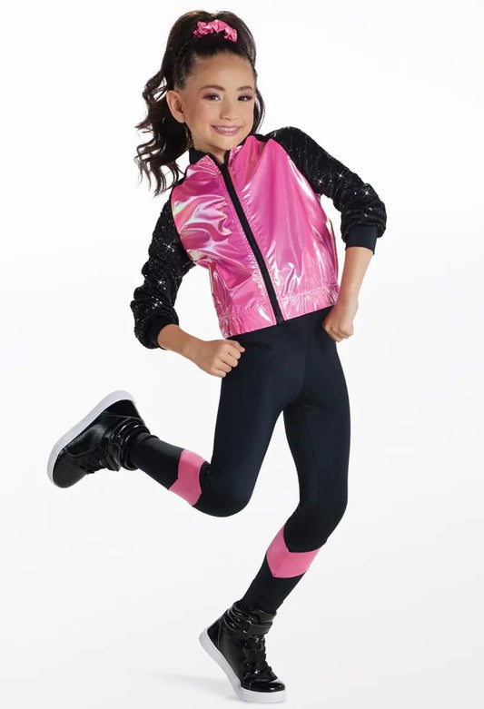 Pre-Owned Costume XL Child Pink Weissman 16979 Hip Hop Jazz Tap Clogging Jacket Sequin 2 pc
