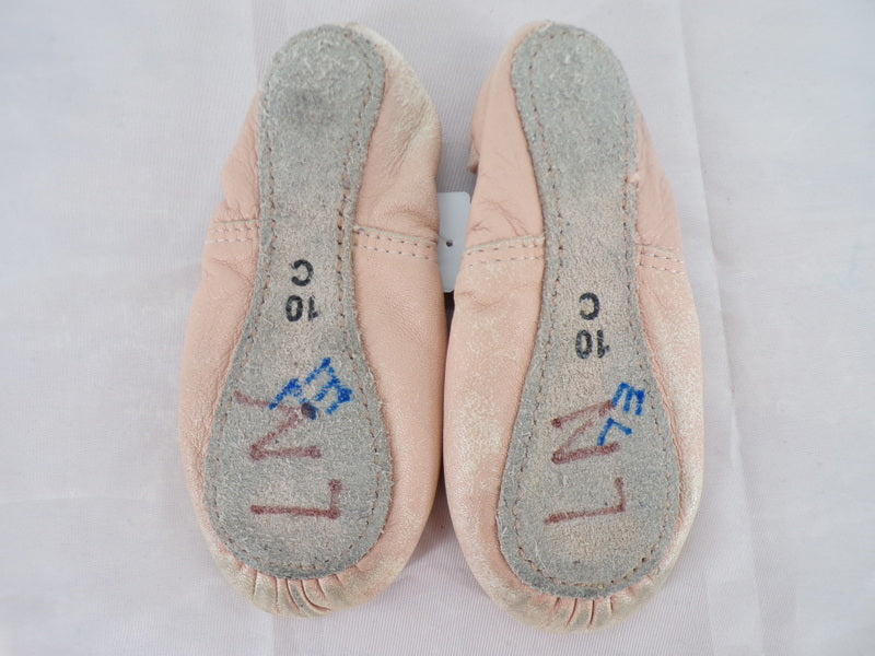 Pre-Owned Ballet Shoes Dancing Fair Toddler 10M Tie Drawstring Leather Single Strap Full Sole
