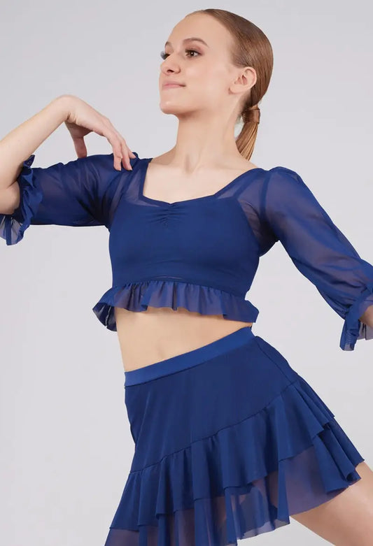 Pre-Owned Costume Small Adult Blue Weissman 17176/17134 Lyrical Contemporary Jazz 2 pc Ruffles