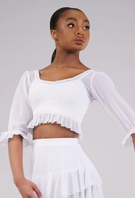 Pre-Owned Costume Sheer Crop Top Weissman 17134 Large Child White Contemporary