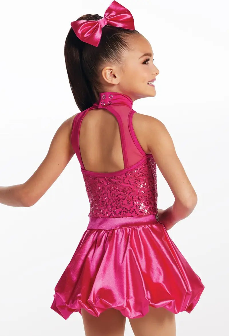 Pre-Owned Costume Large Child Pink Weissman 17143 Jazz Tap Clogging Musical Theater Dress Bow Sequin