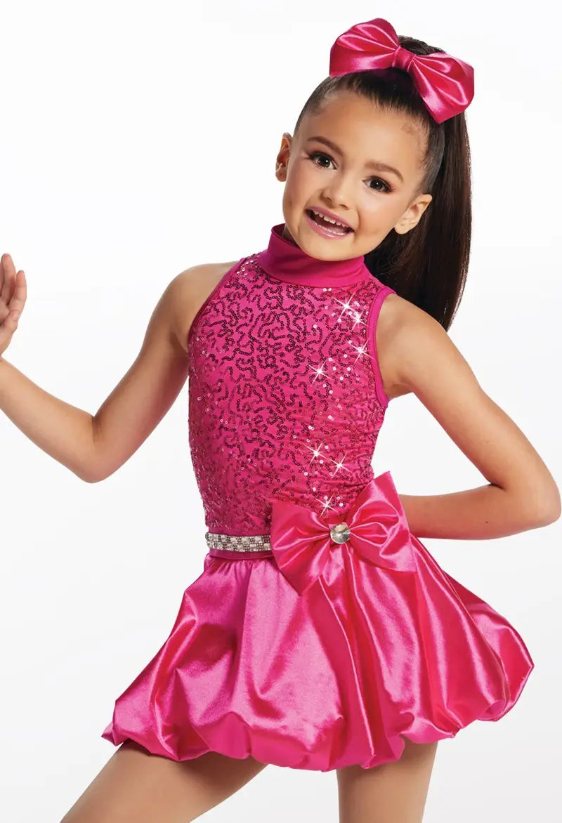 Pre-Owned Costume Large Child Pink Weissman 17143 Jazz Tap Clogging Musical Theater Dress Bow Sequin
