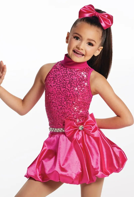 Pre-Owned Costume Large Child Pink Weissman 17143 Jazz Tap Clogging Musical Theater Dress Bow Sequin