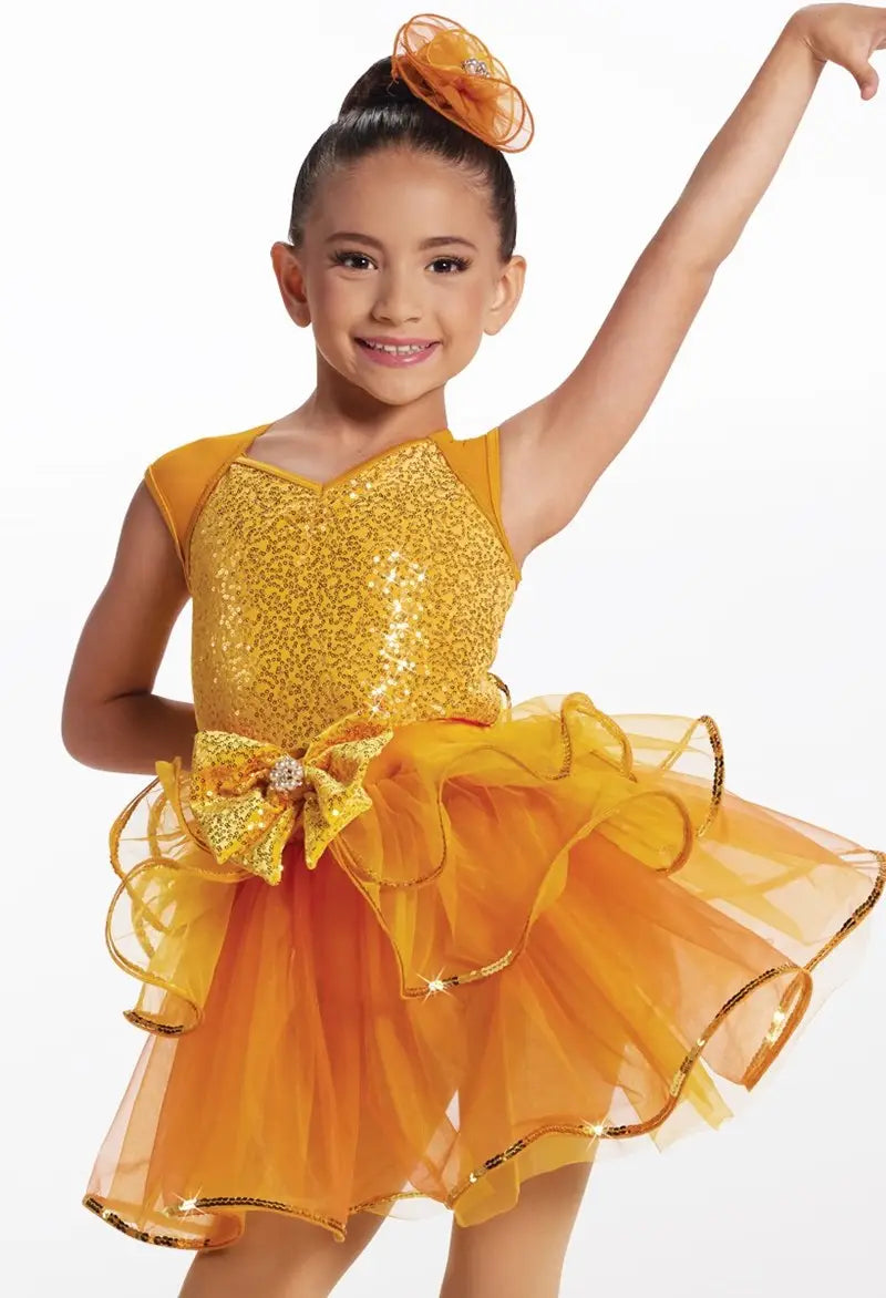 Pre-Owned Costume Small Child Orange Weissman 17162 Tap Jazz Dress Up Sequin Tutu Dress