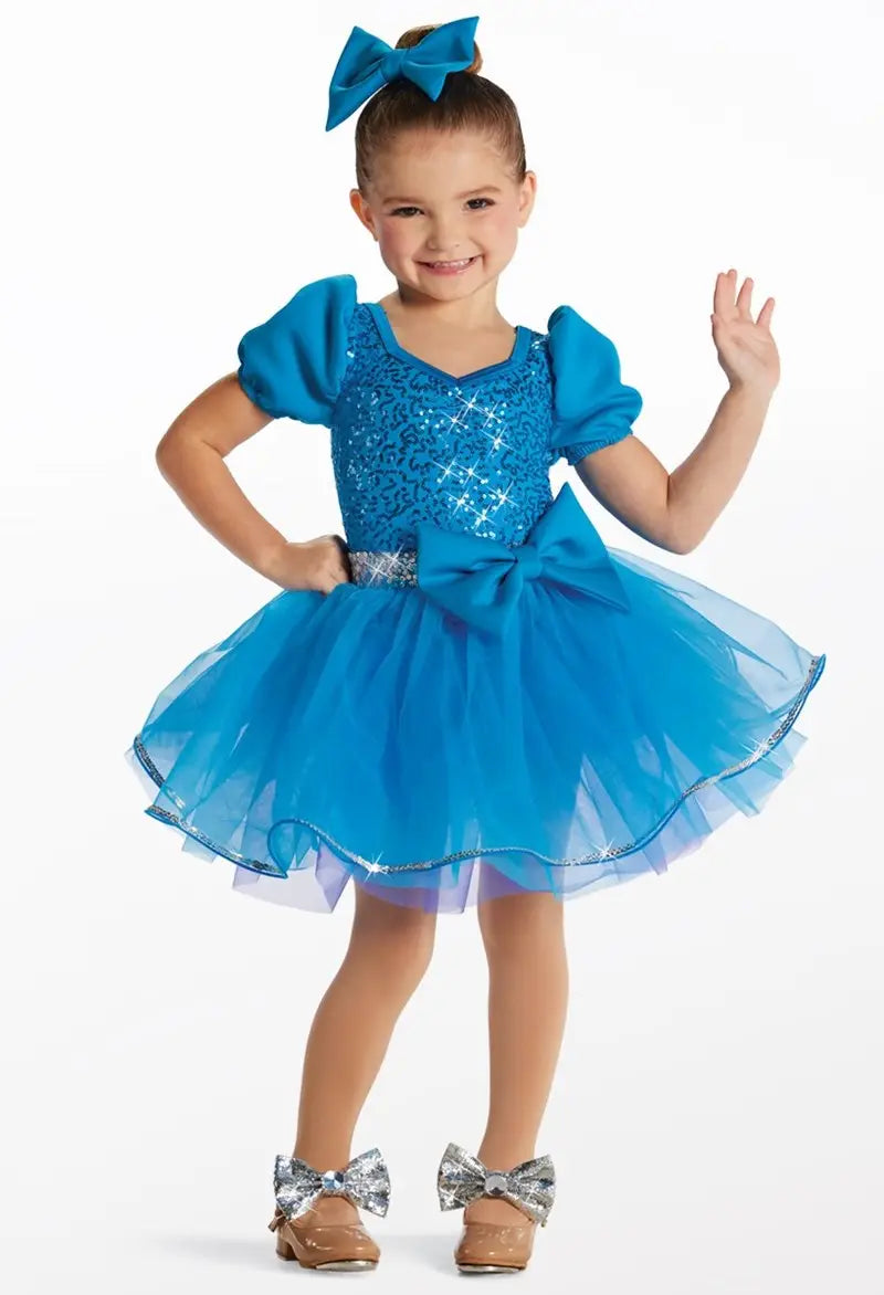 Pre-Owned Costume Intermediate Child Blue Weissman 17168 Jazz Tap Musical Theater Dress Sequin Sparkle