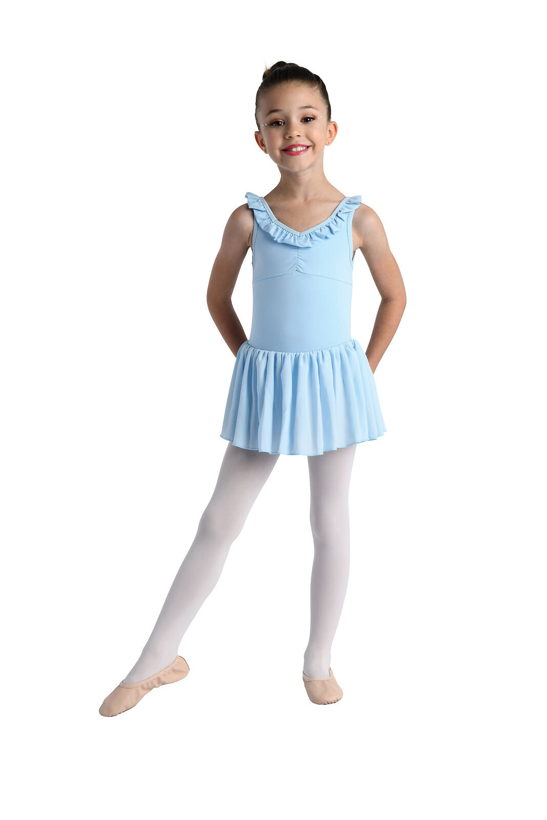 Pre-Owned Leotard Dress Danz N Motion 20206C Lt Pink 8-10 Criss Cross Back Ballet Tap