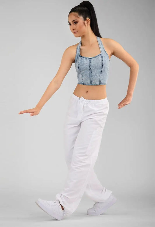 Pre-Owned Crop Tank Large Child Weissman 17212 Denim Halter Jazz Tap Clogging