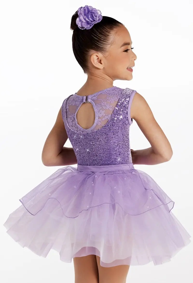 Pre-Owned Costume Small Child Lavender Weissman 17258 Ballet Tap Dress Up Sequin Tutu Floral