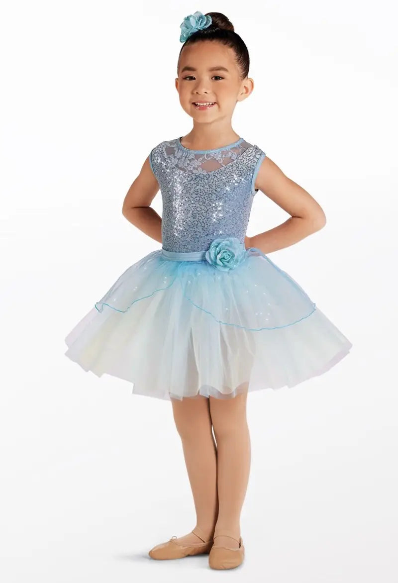 Pre-Owned Costume Small Child Blue Weissman 17258 Ballet Tap Dress Up Sequin Tutu Floral