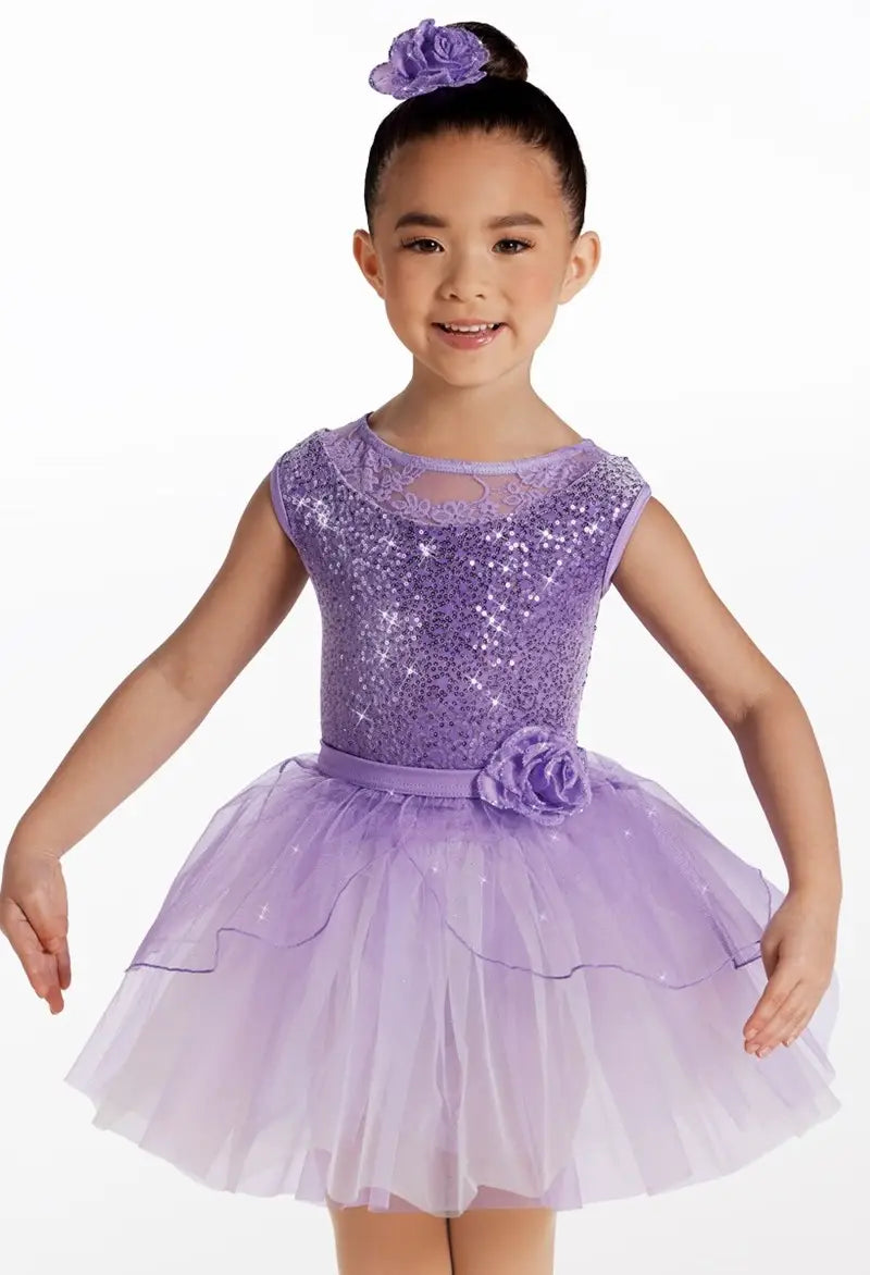 Pre-Owned Costume Small Child Lavender Weissman 17258 Ballet Tap Dress Up Sequin Tutu Floral