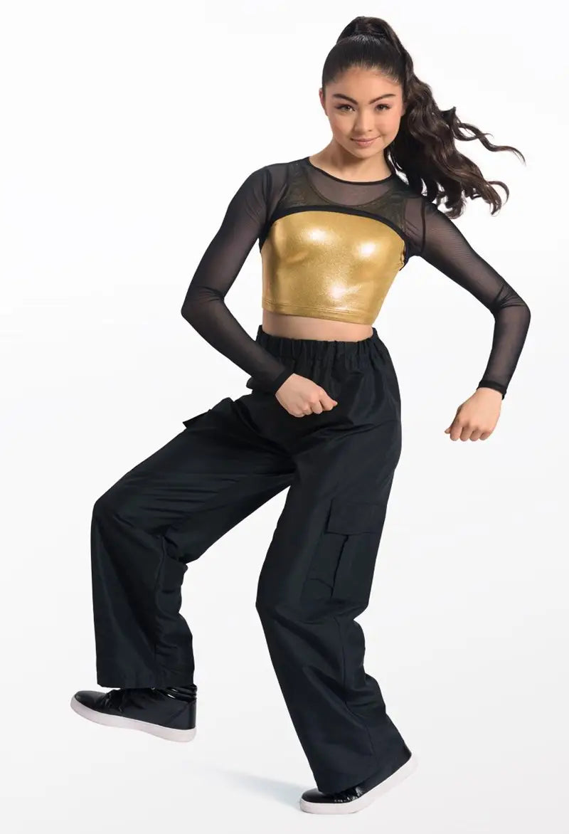 Pre-Owned Crop Top Shrug Weissman 17296 Small Adult Black Jazz Sheer Long Sleeve