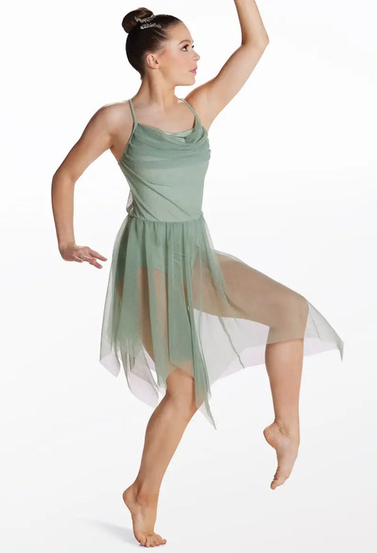 Pre-Owned Costume XL Child Green Weissman 17344 Lyrical Ballet Contemporary Draping Cowl Neck