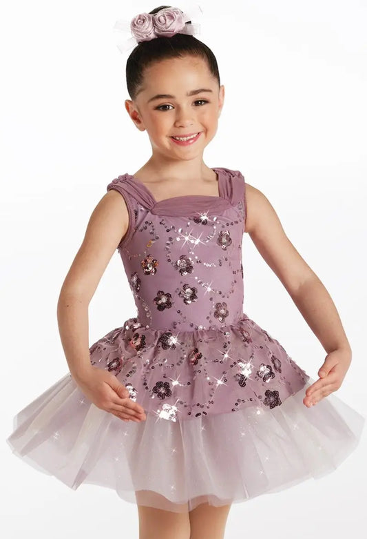 Pre-Owned Costume Intermediate Child Purple Weissman Ballet Dress Up Pageant Sequin Dress Floral