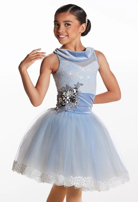 Pre-Owned Costume XXL Child Blue Weissman 17417 Ballet Pointe YAGP Lace Sequin Tutu