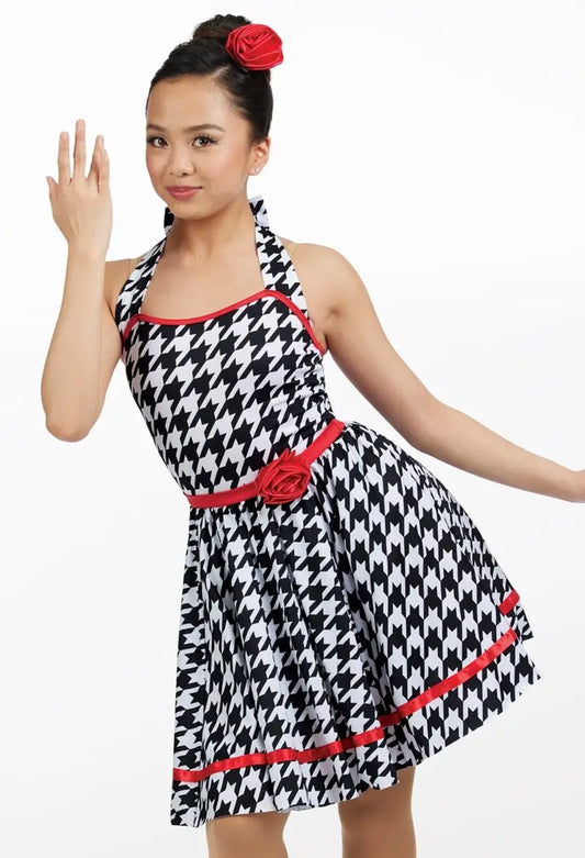 Pre-Owned Costume Medium Child Red Weissman 17440 Jazz Tap Musical Theater Dress Floral Retro