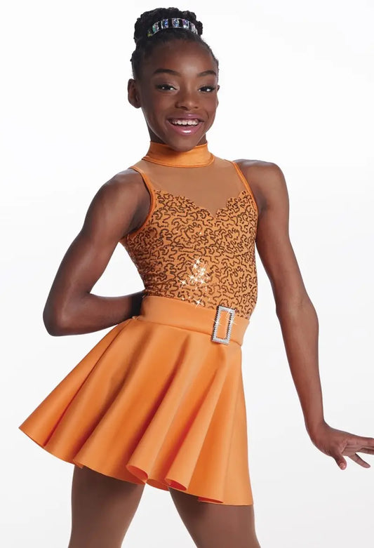 Pre-Owned Costume Small Adult Orange Weissman 17516 Jazz Tap Clogging Musical Theater Dress Sequin