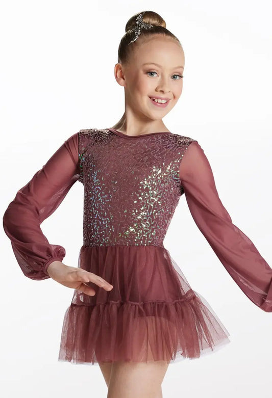 Pre-Owned Costume Medium Adult Burgundy Weissman 17714 Lyrical Contemporary Ballet Dress Sequin Ruffles