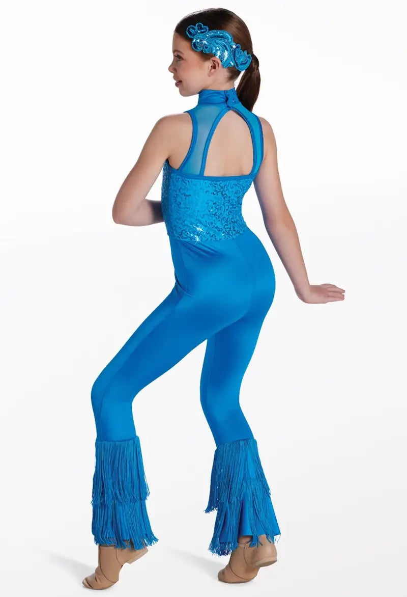 Pre-Owned Costume Small Adult Red Weissman 17900 Jazz Tap Clogging Disco Fringe Unitard Rhinestone
