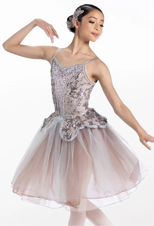 Pre-Owned Costume Weissman 14651 Intermediate Child Gray Tutu Ballet Sequin