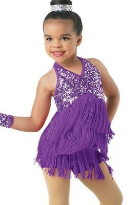 Pre-Owned Costume Weissman  10425 Small Child Purple Fringe Jazz Tap Latin Sequin