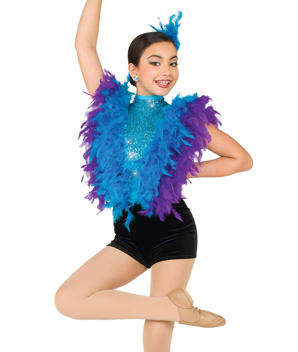 Pre-Owned Costume AWCT 22941 Large Child Turquoise Feathers Jazz Tap Sequins
