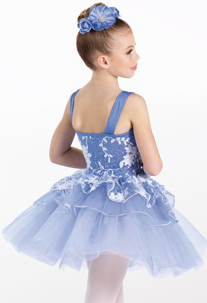 Pre-Owned Costume Weissman  13690 6X-7 Child Blue Floral Tutu Ballet Sequins