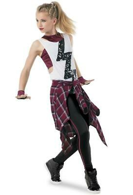 Pre-Owned Costume Small Adult Burgundy Weissman 10687 Jazz Hip Hop Tap 3 pc Sequin Leggings
