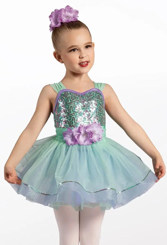 Pre-Owned Costume Weissman  12565 Small Child Green Tutu Ballet  Sequin