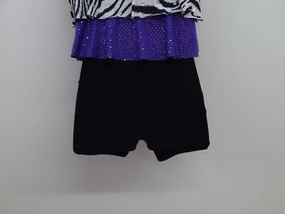 Pre-Owned Costume Intermediate Child Purple Weissman 5870 Jazz Tap Clogging Hip Hop Polka Dots Zebra Unitard