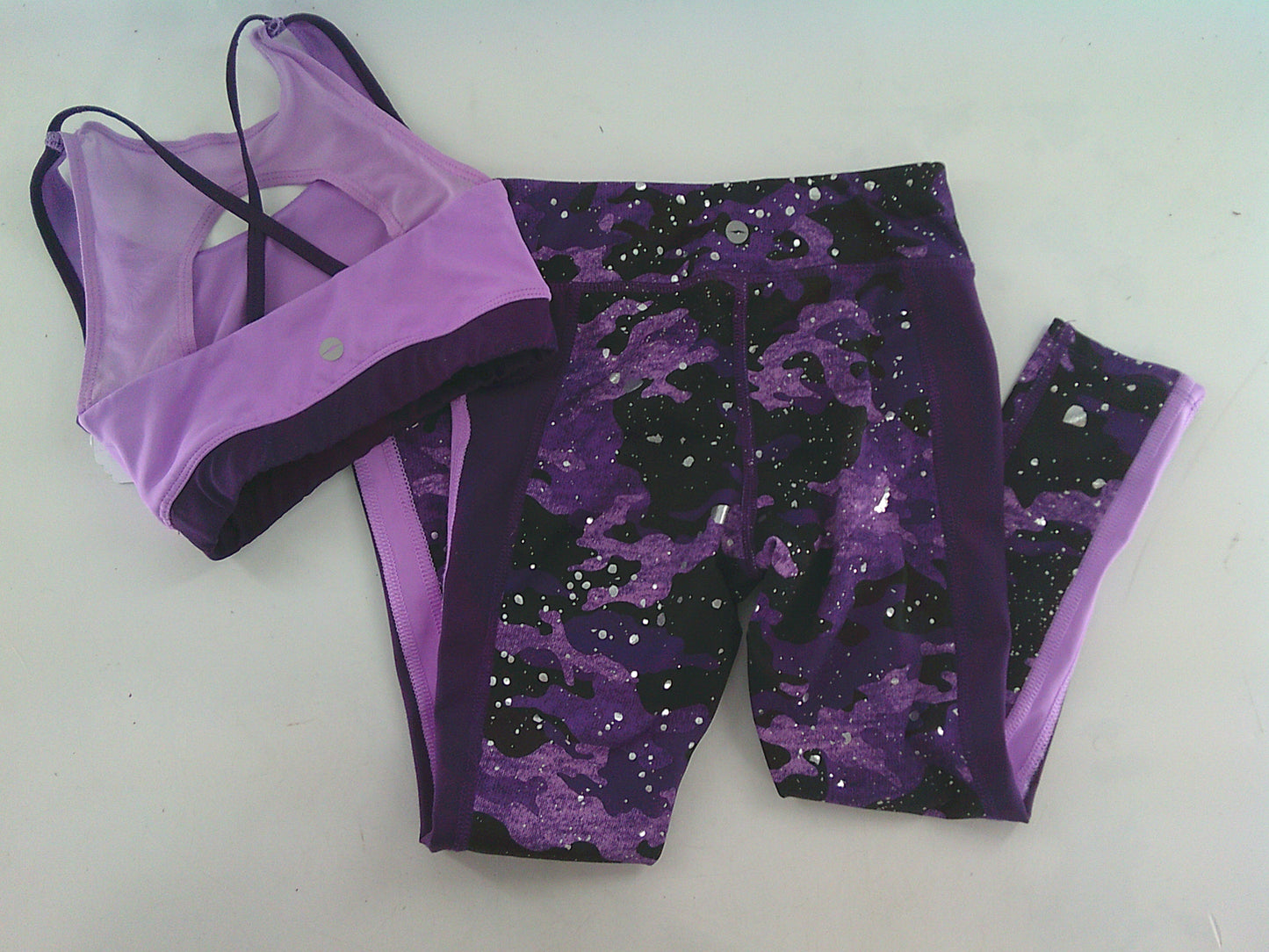 Pre-Owned Set Leggings Top Avia   Small Child Purple  Jazz Cheer