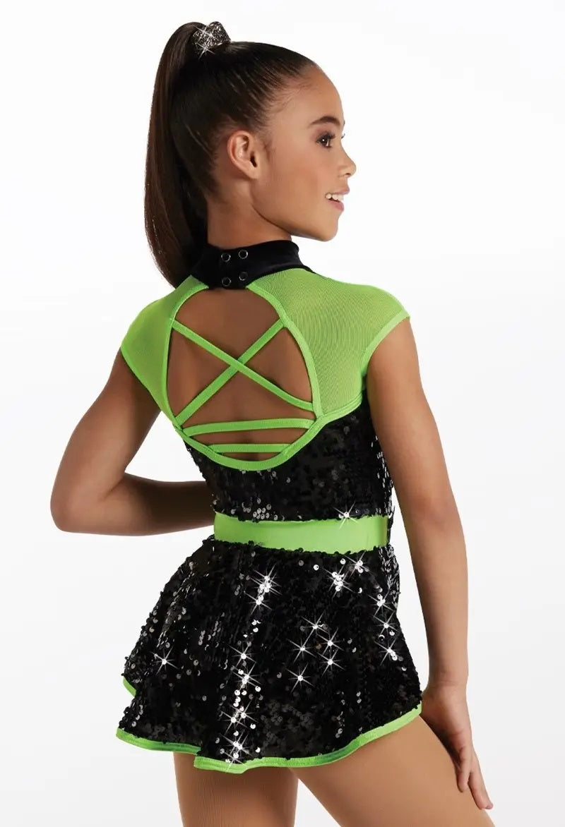 Pre-Owned Costume Weissman  15724 Small Adult Green Skirt Jazz Tap Sequins