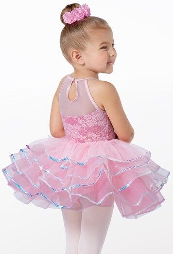 Pre-Owned Costume Weissman  13493 Intermediate Child Pink Layered Tutu Ballet Sequin