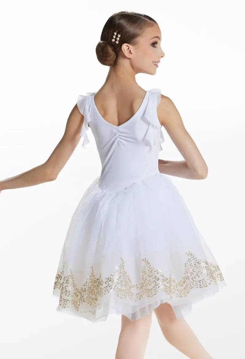 Pre-Owned Costume Weissman  13721 6X-7 White Long Tutu Ballet Pointe Glitter