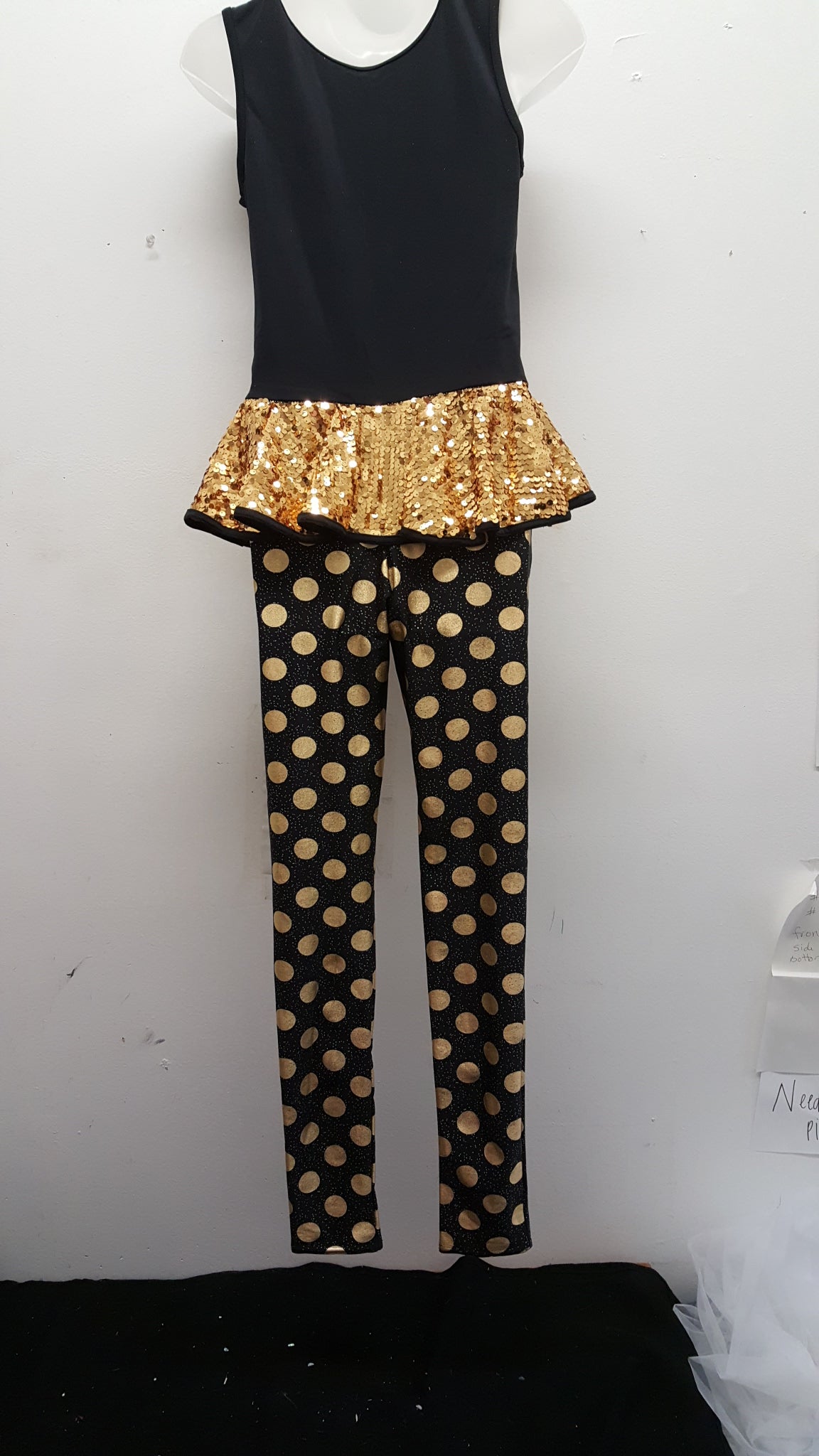 Pre-Owned Costume Weissman  9724 Medium Child Gold Unitard Jazz Sequin